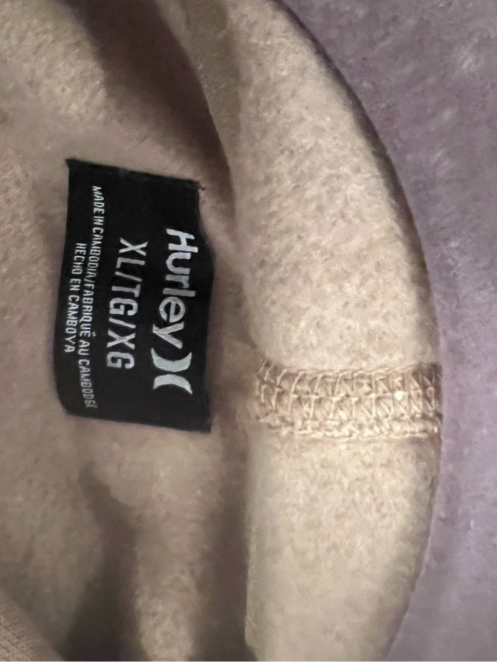 Hurley Women's Taupe Drawstring Hoodie Sweatshirt - Picture 3 of 6